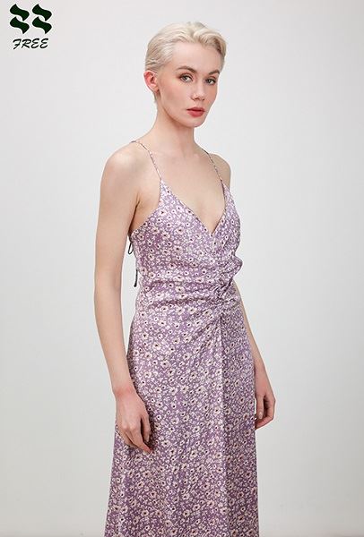 Floral Digital printed long camisole dress  side